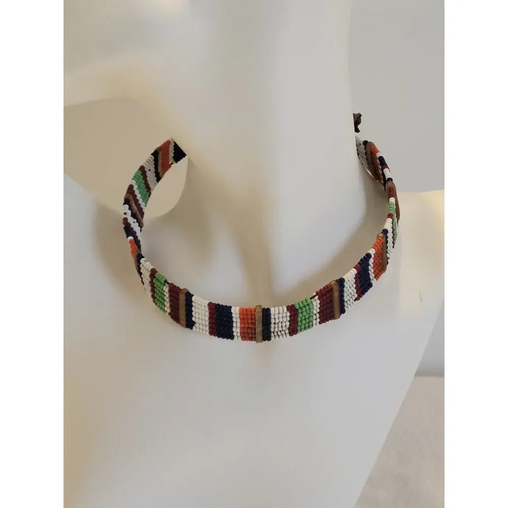 Maasai Beaded Ethnic Necklace Boho Art Deco Choker‎ Multicolor Fashion Jewelry